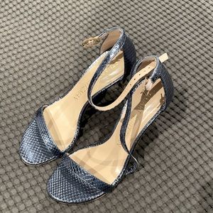 Stuart Weitzman sandal. Size 7.5. Blue snake skin texture